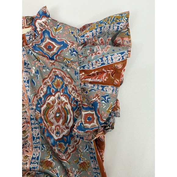 PINCH Floral Paisley Ruffle Neck Tiered Midi Dress Womens Size L - Picture 6 of 10